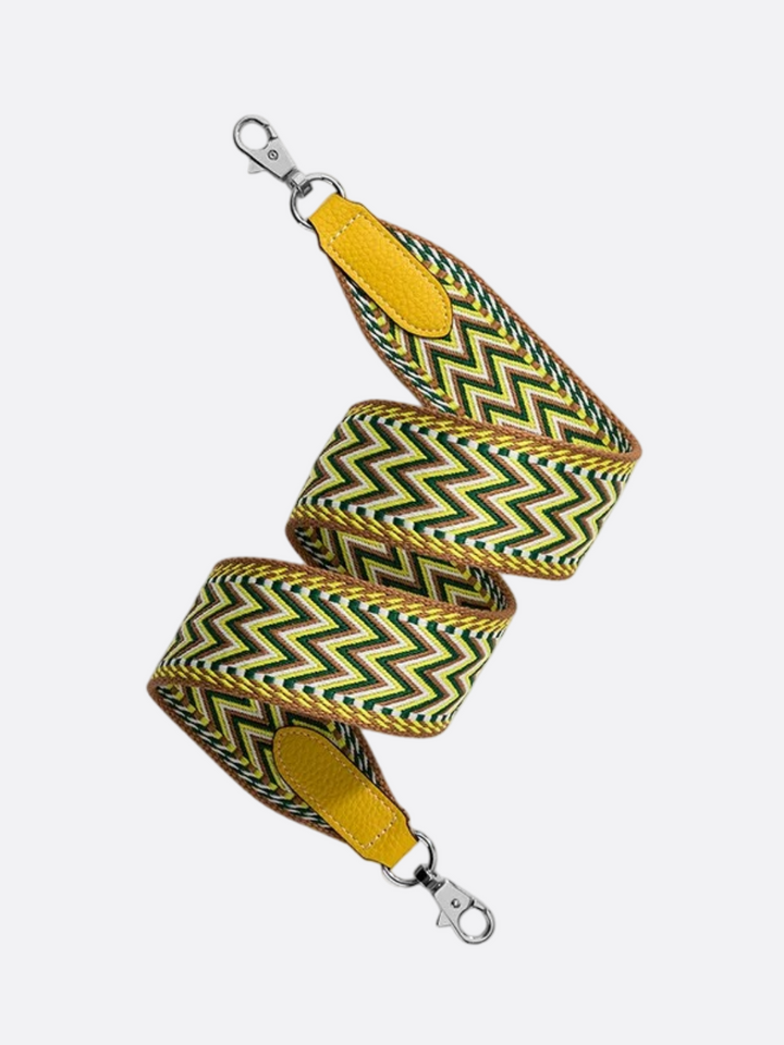 bandoulière jaune avec mousqueton argenté