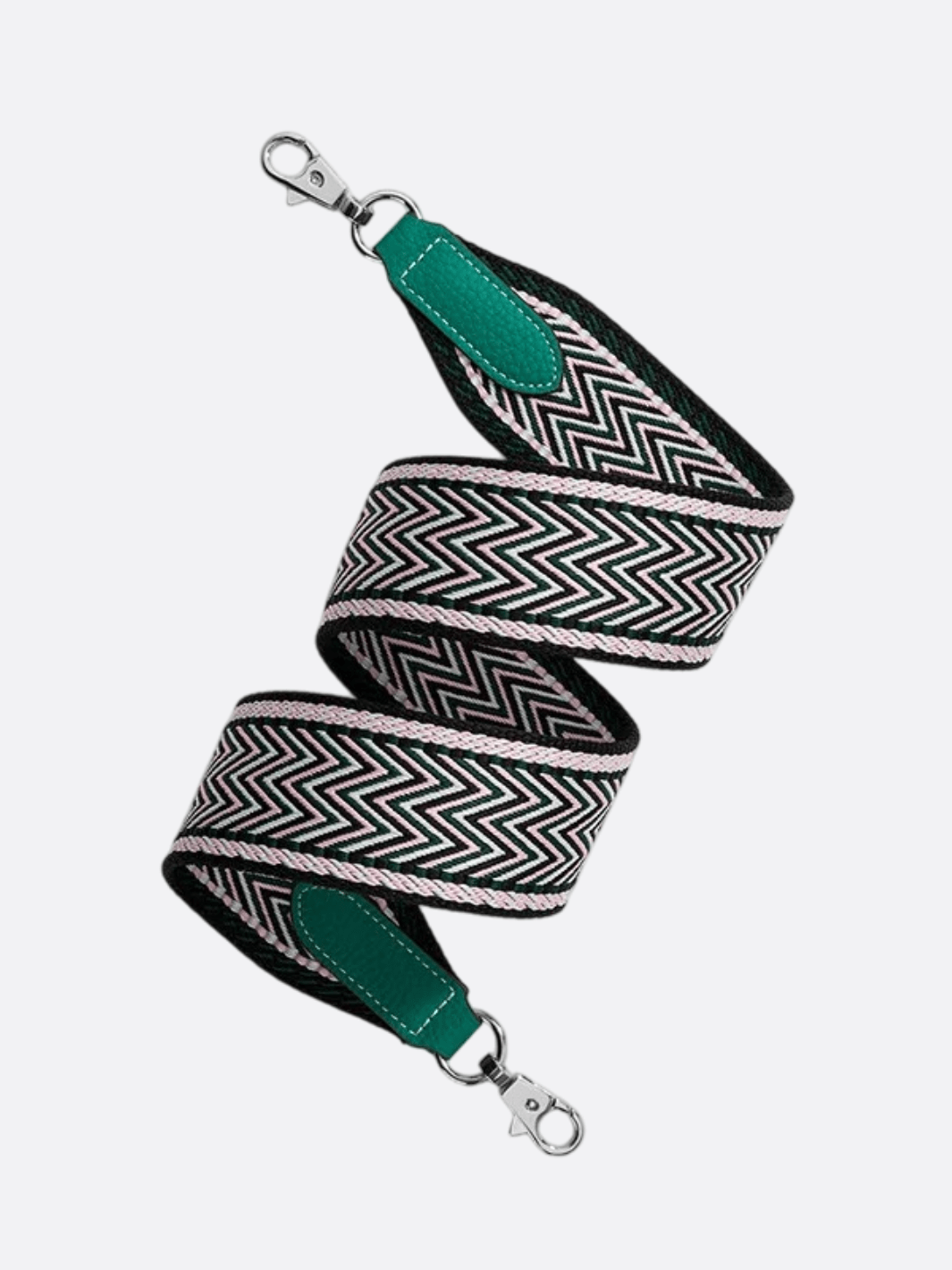 bandoulière vert avec mousqueton argenté