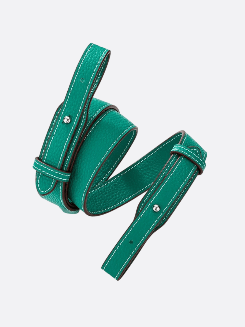 bandoulière cuir pour sac vert bouton argenté