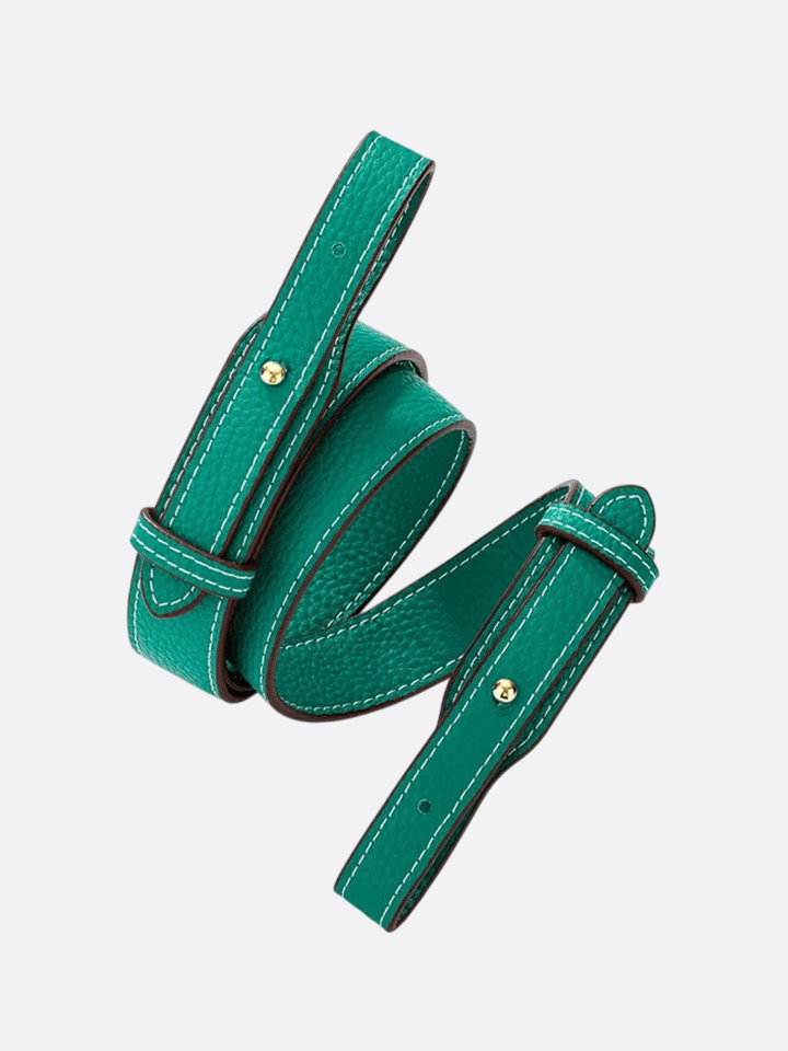 bandoulière cuir pour sac vert bouton doré