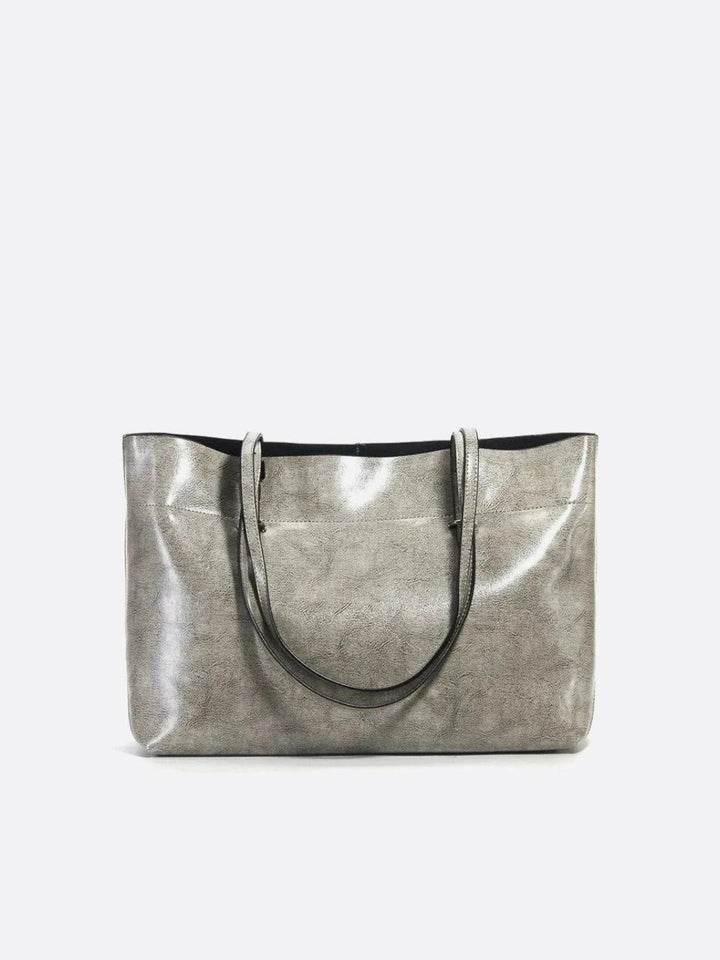 cabas cuir gris