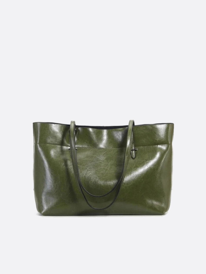 cabas cuir vert