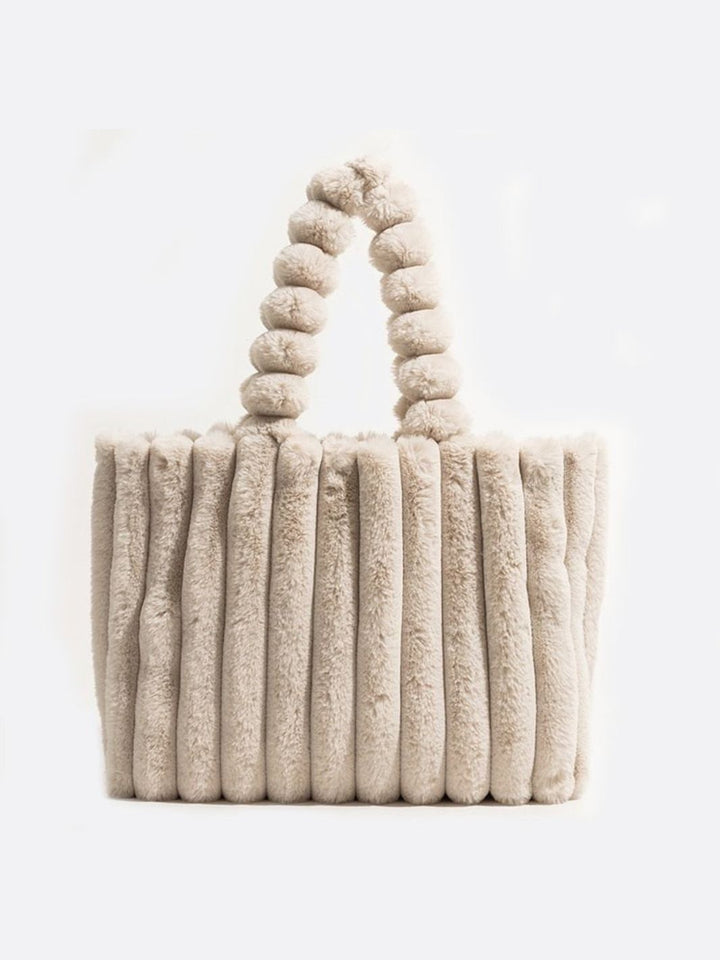 cabas beige fausse fourrure 
