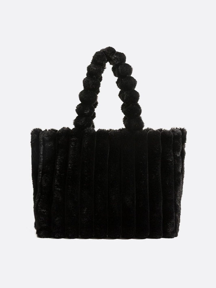 cabas fausse fourrure noir