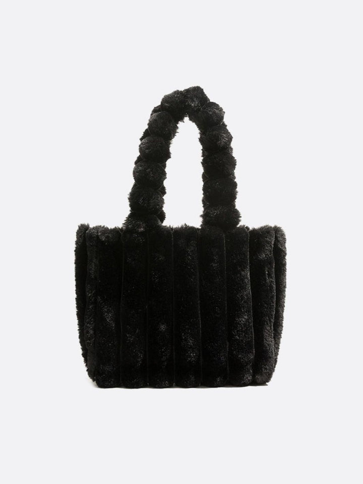 petit cabas noir fausse fourrure