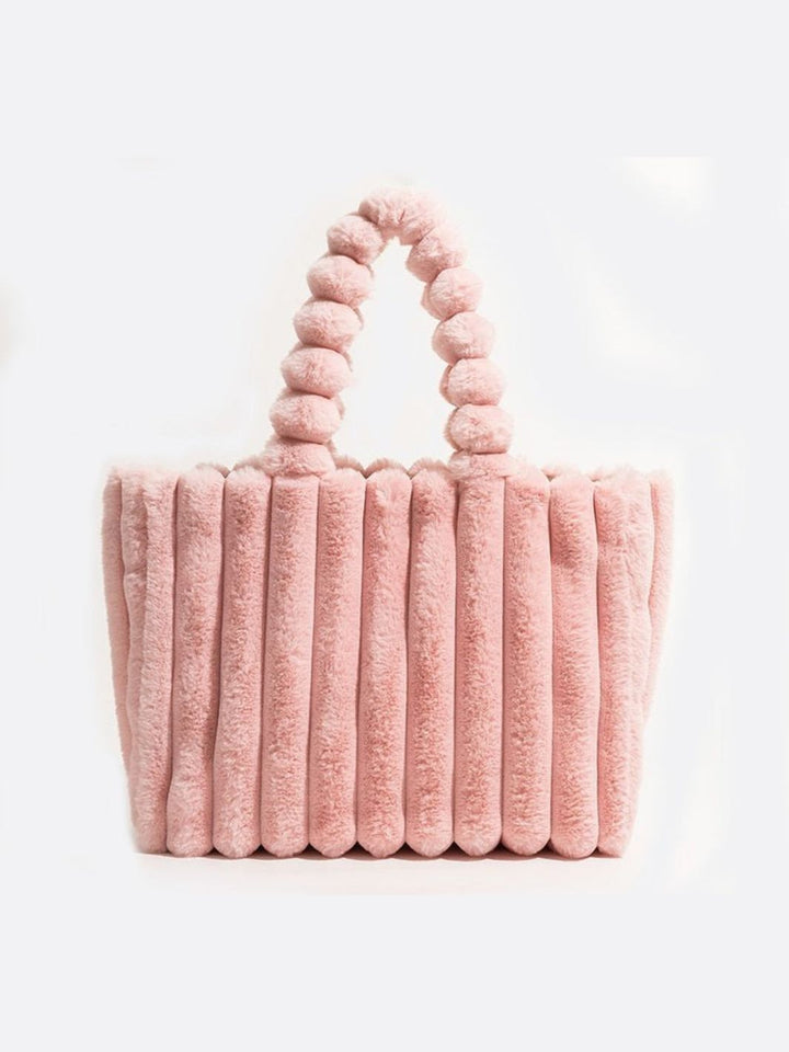 cabas fausse fourrure rose