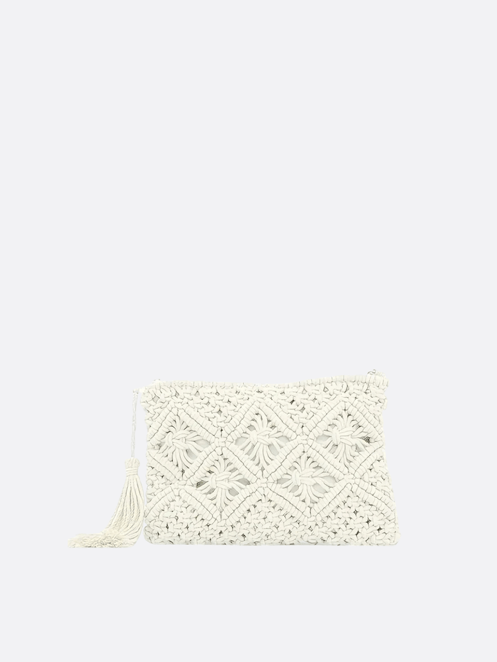 pochette macramé blanc