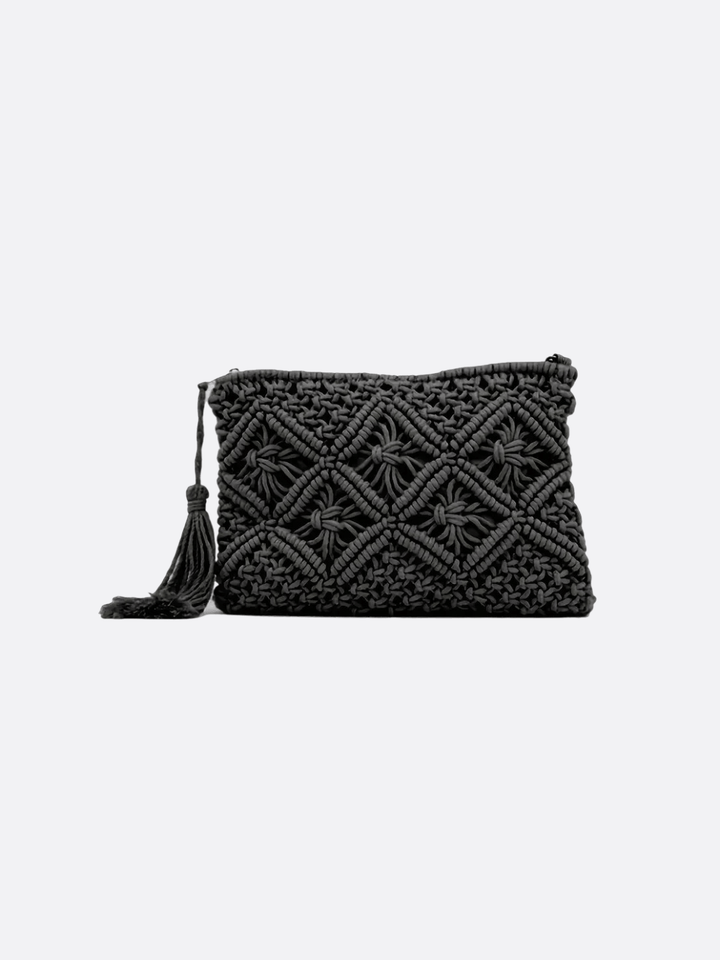 pochette macramé noir
