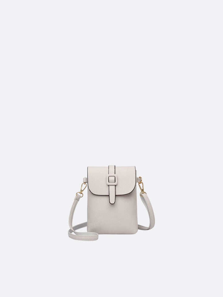 pochette téléphone bandoulière gris clair