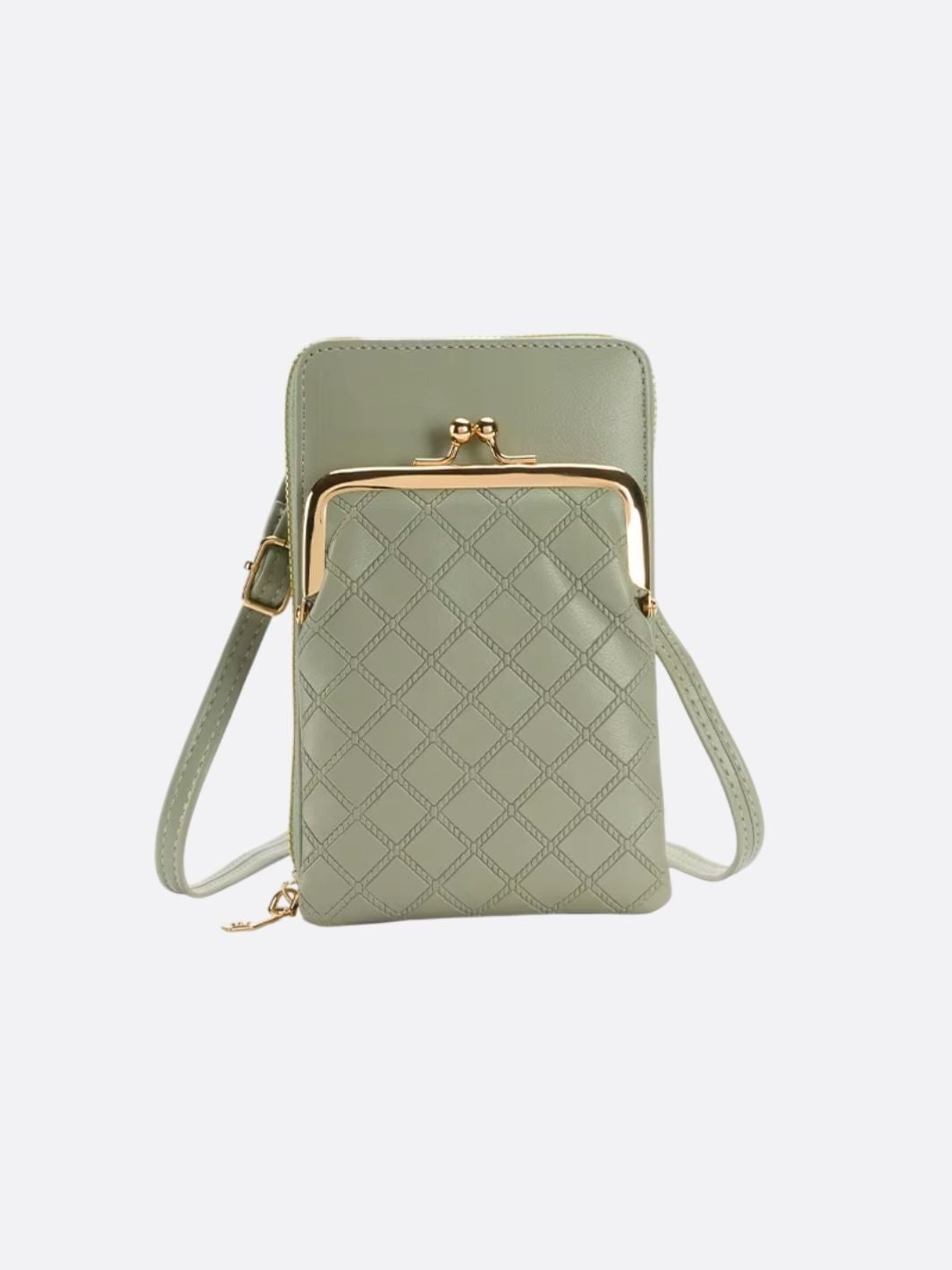 pochette telephone matelassé vert
