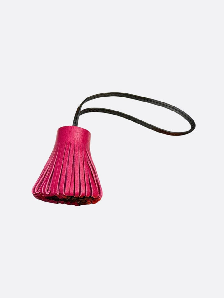 pompon cuir rose et noir