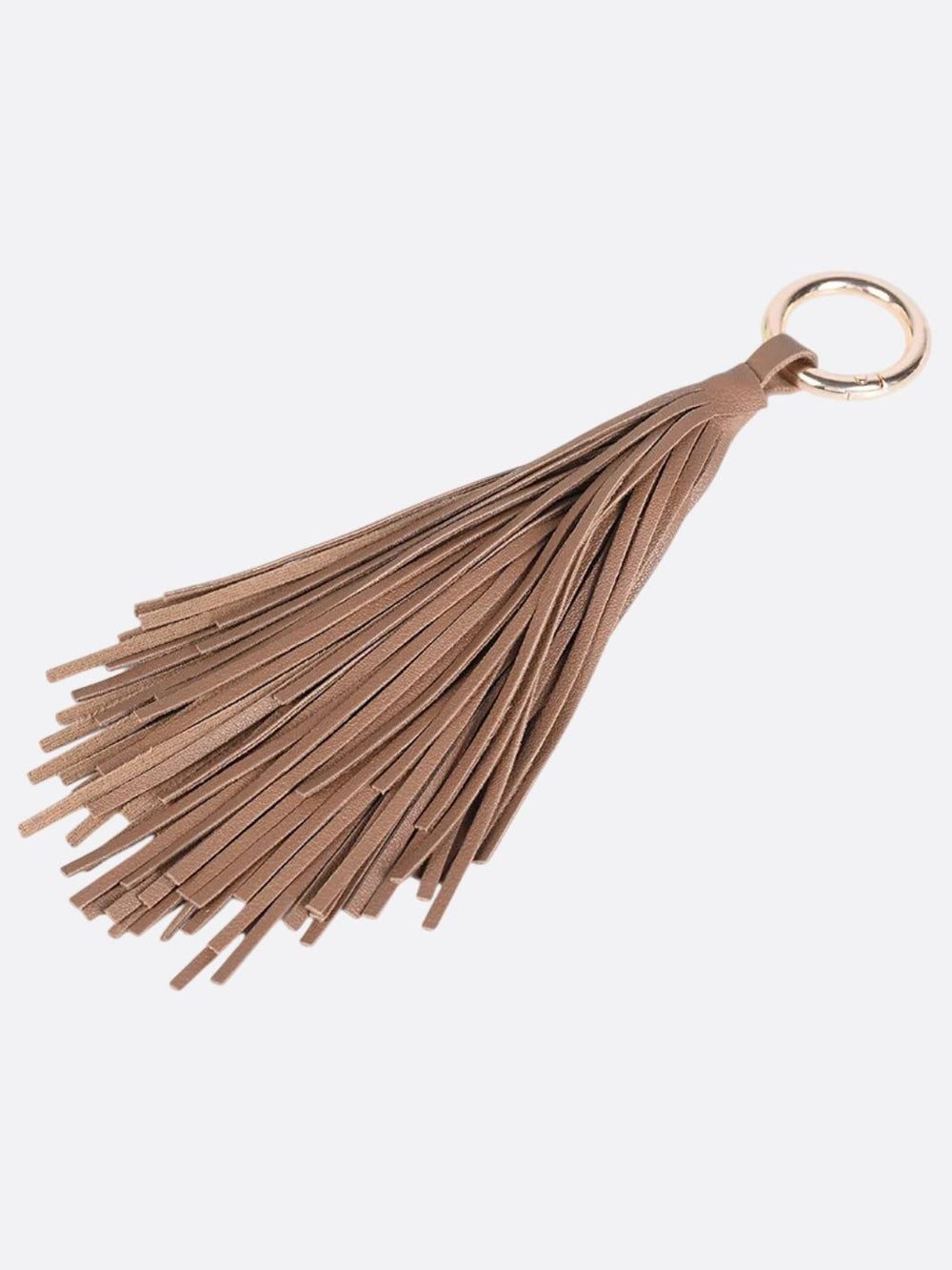 pompon cuir porte clé marron clair