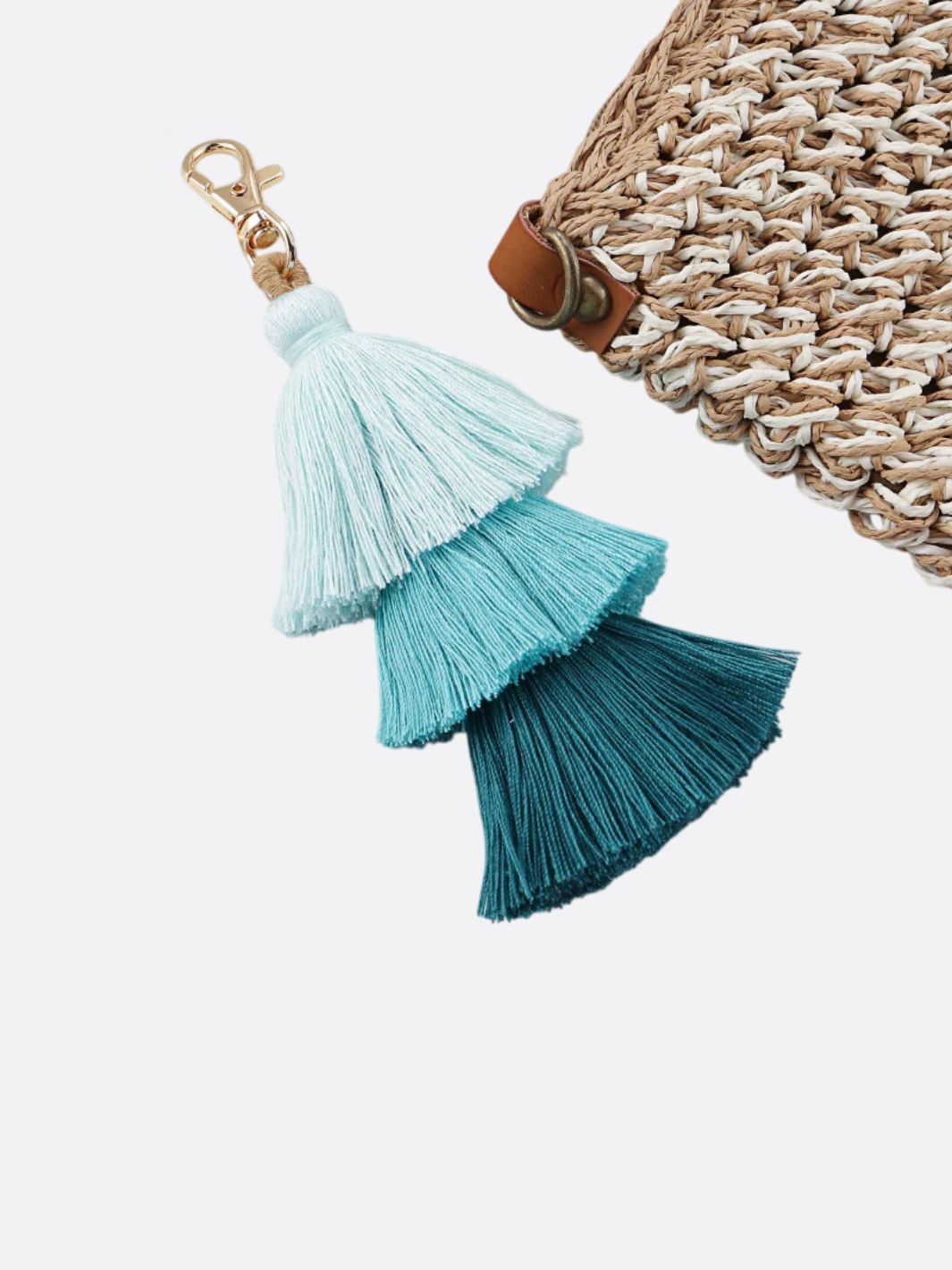 Pompon pour sac cyan