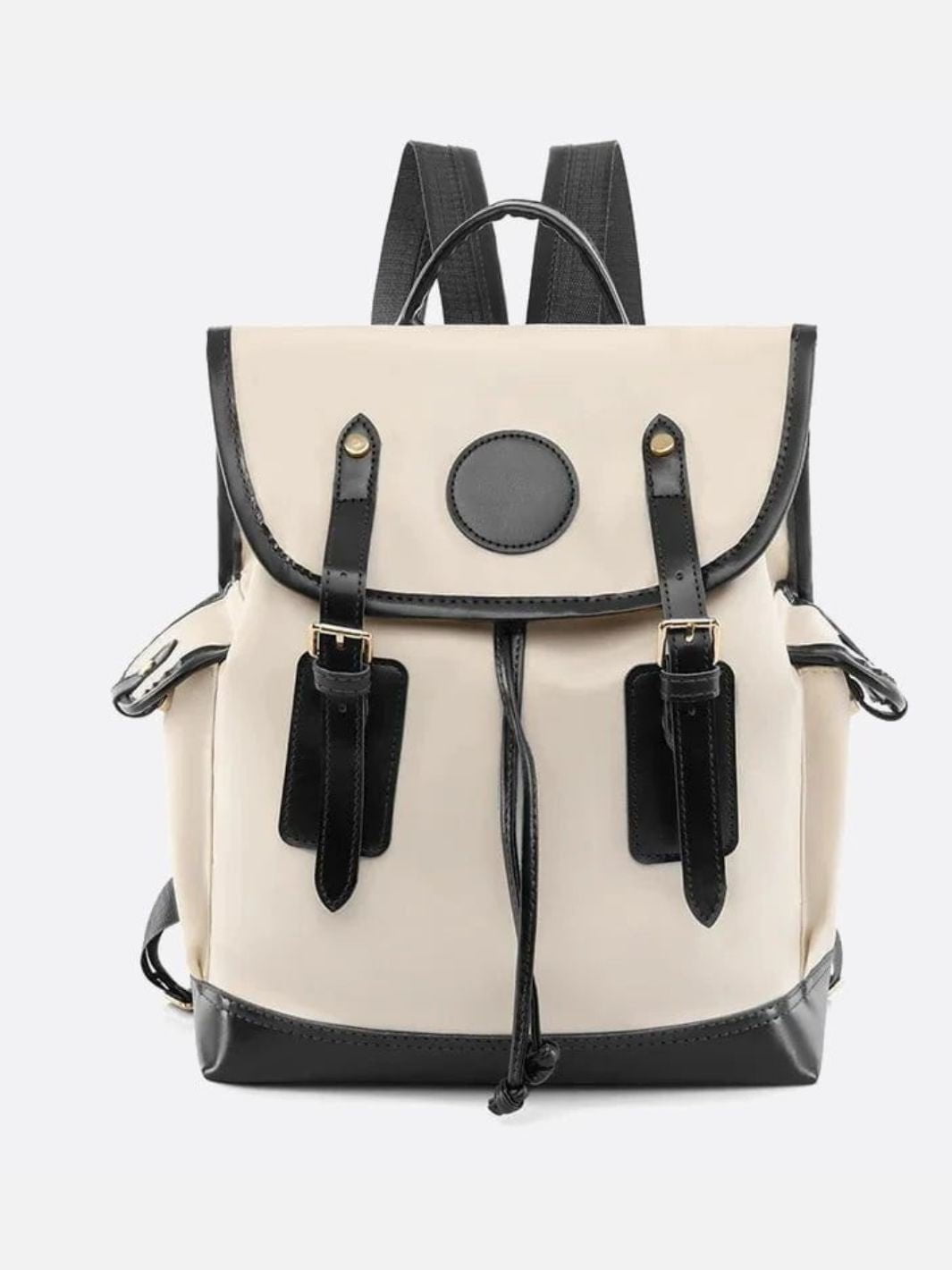 Sac à dos toile et cuir noir et blanc