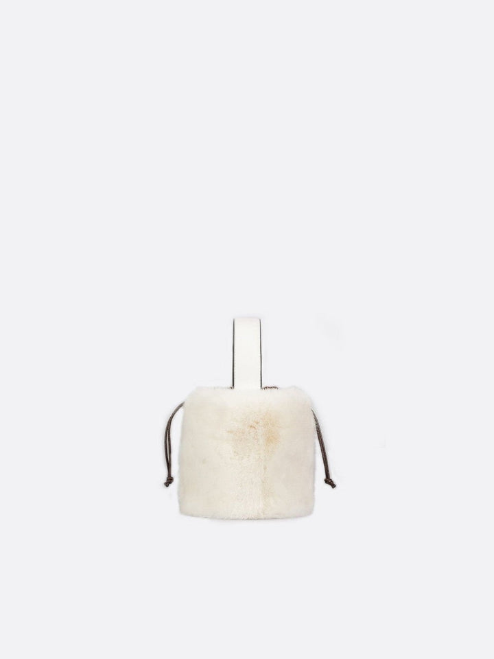 Sac à main avec fausse fourrure blanc