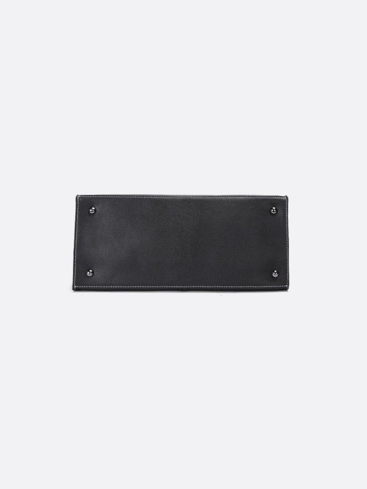 Black leather tote handbag<br>Novaro