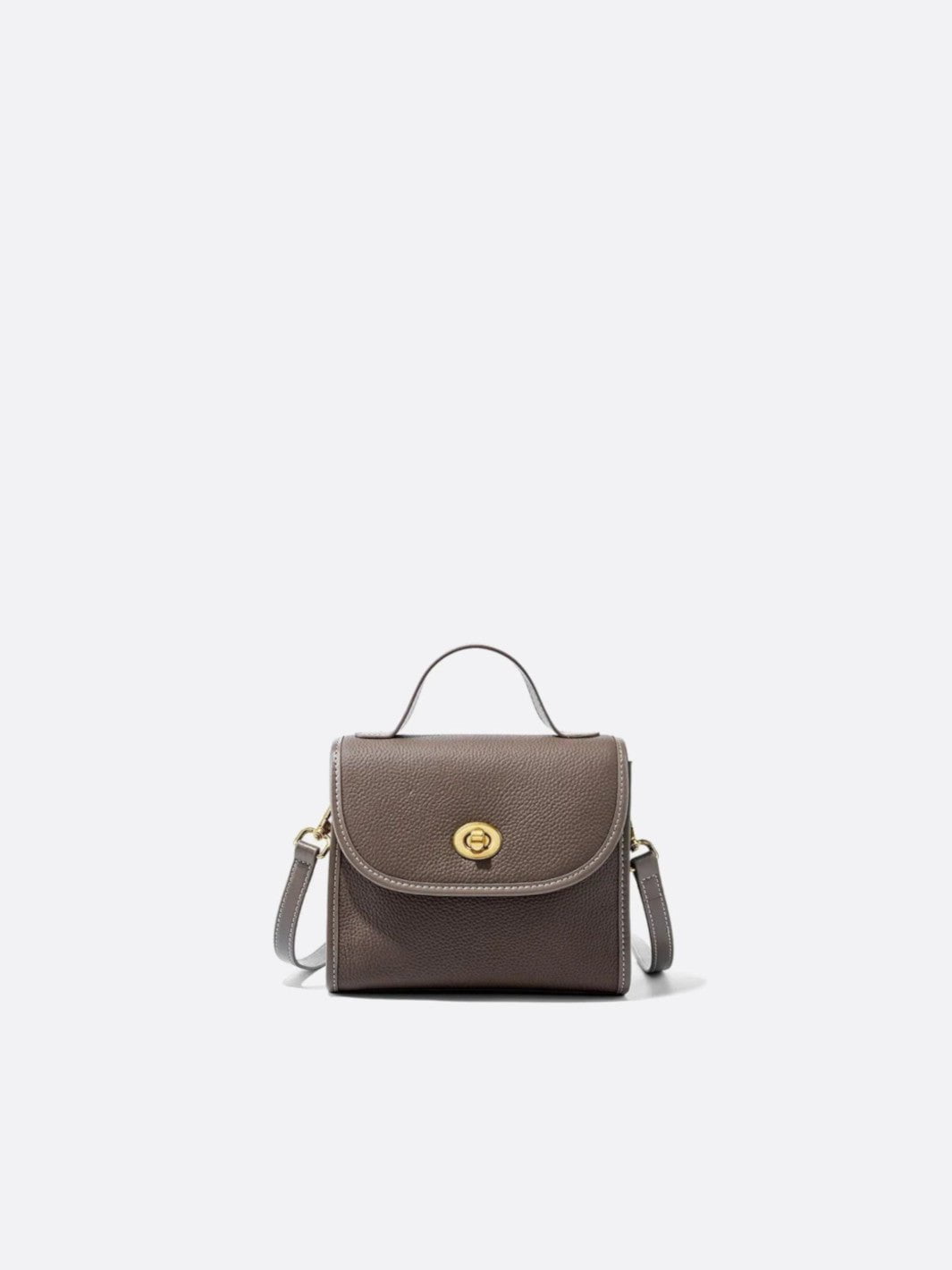 Sac à main carré cuir gris taupe
