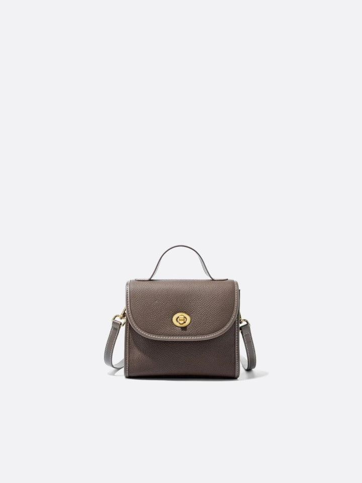 Sac à main carré cuir gris taupe