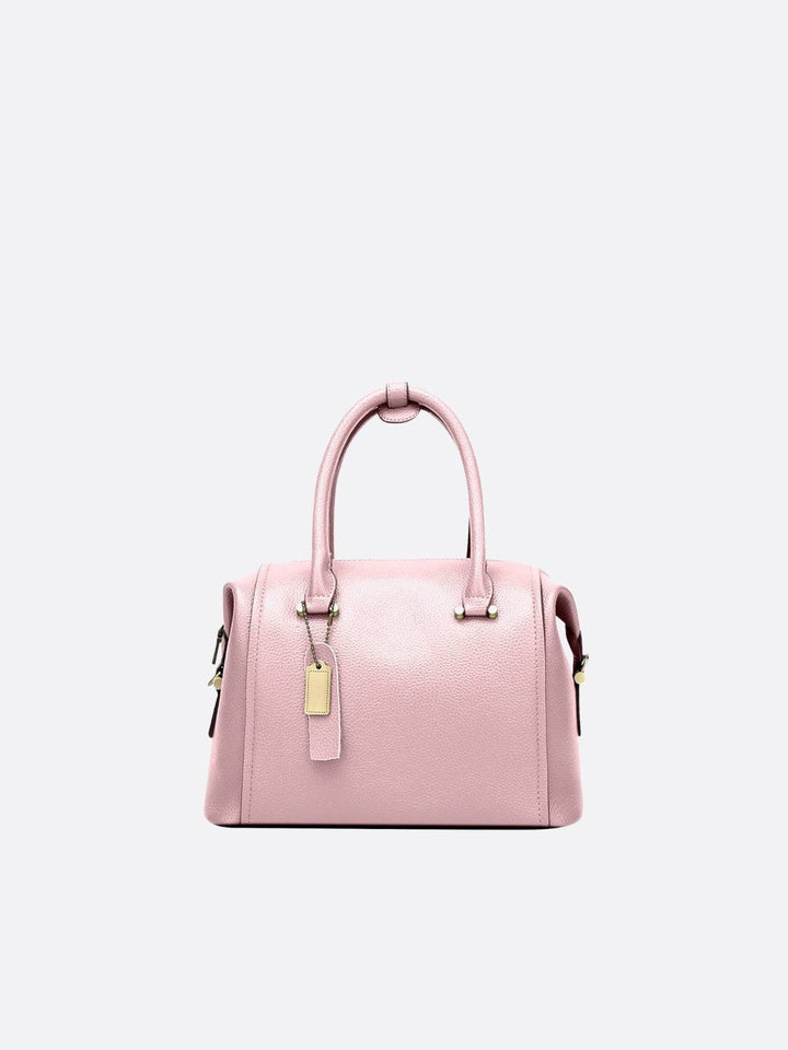 sac à main cuir bowling rose pâle