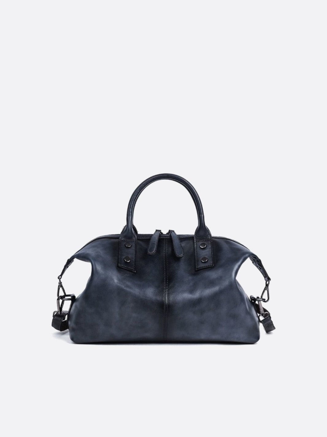 Sac à main cuir vintage bleu marine