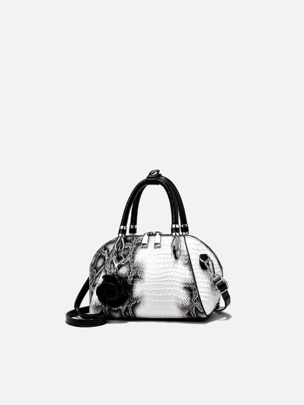 Sac à main effet croco blanc
