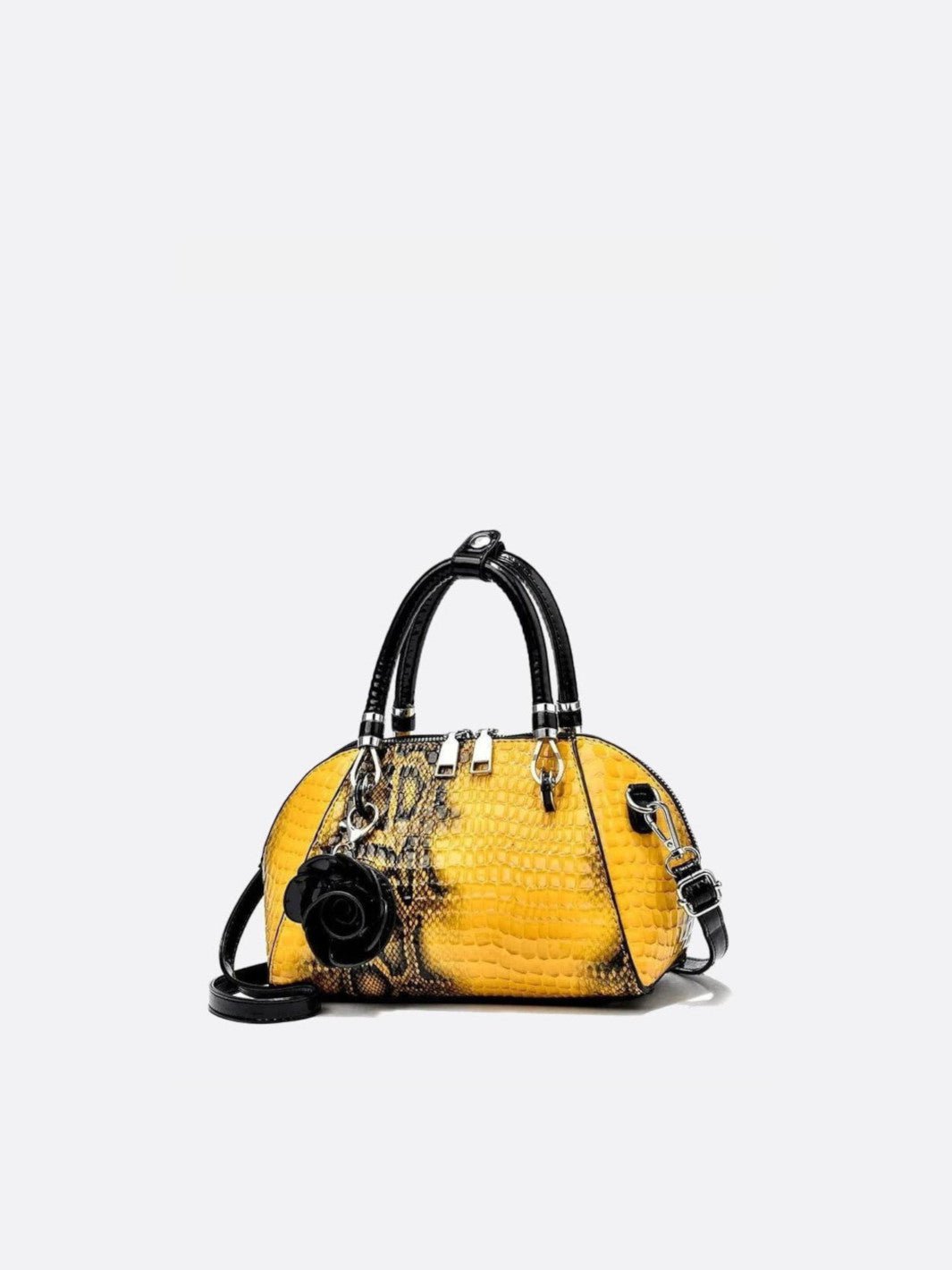 Sac à main effet croco jaune
