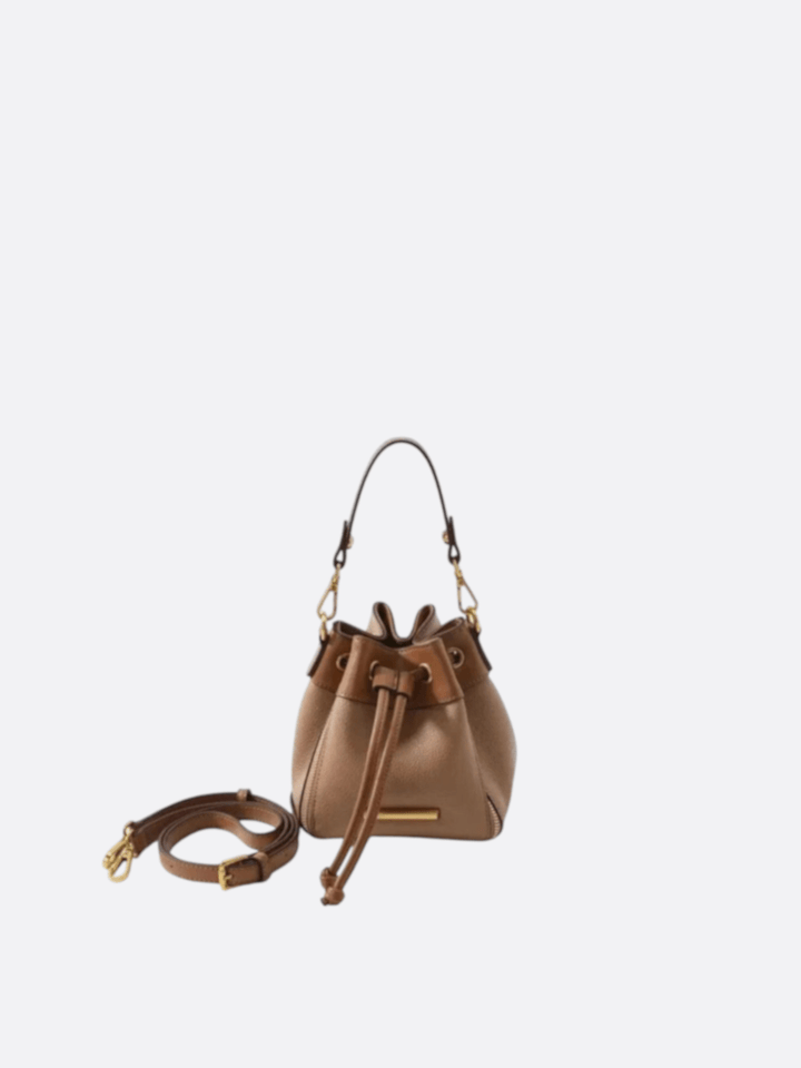 Sac à main seau cuir marron
