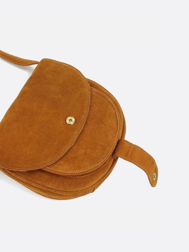 Camel suede shoulder bag