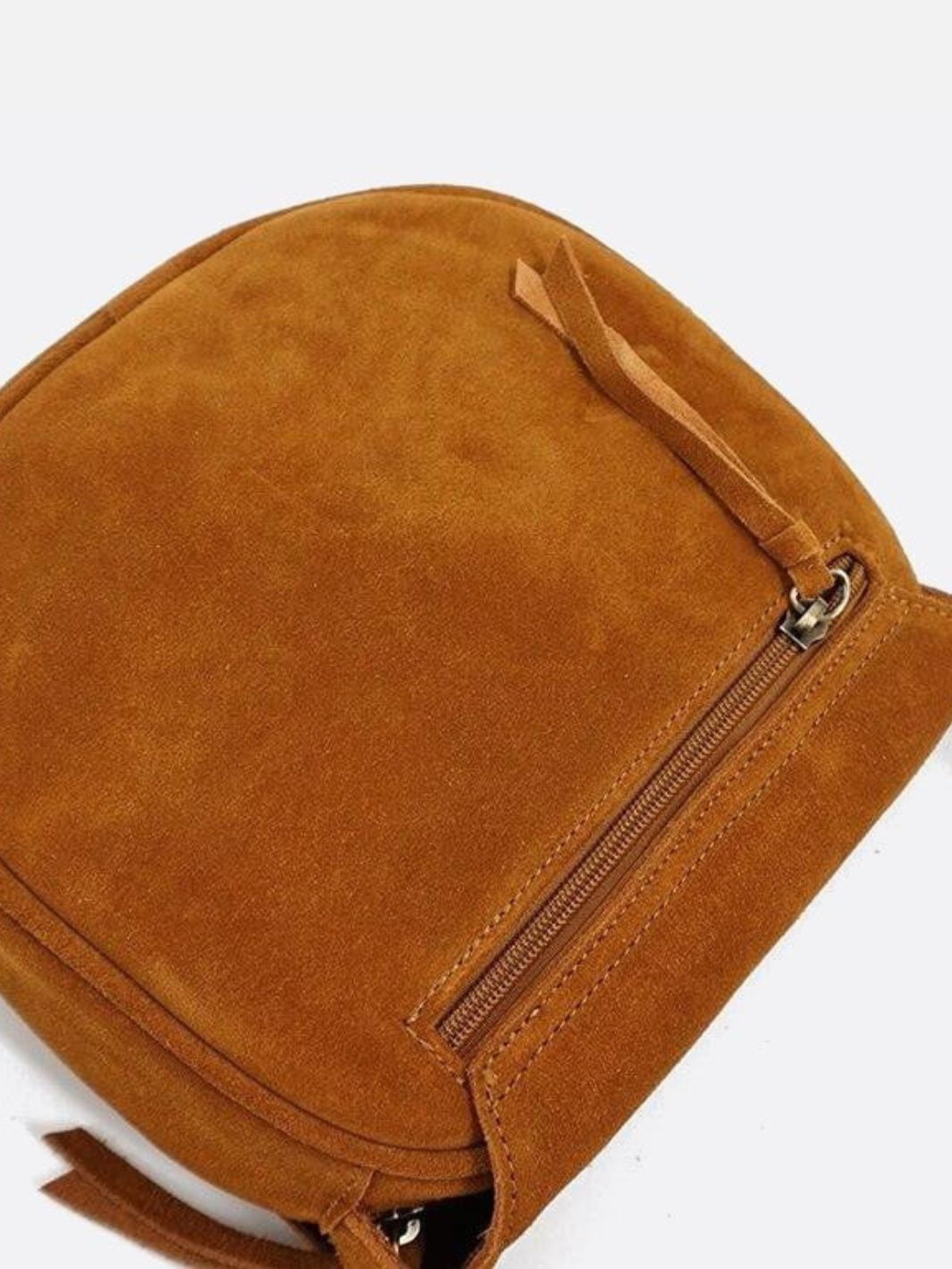 Camel suede shoulder bag