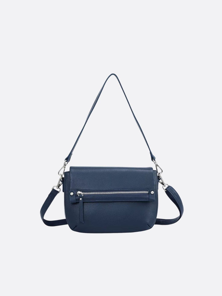 sac bandoulière rectangulaire cuir bleu marine