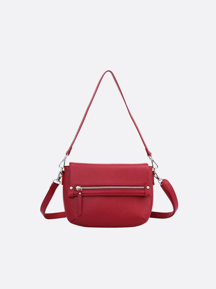 sac bandoulière rectangulaire cuir rouge