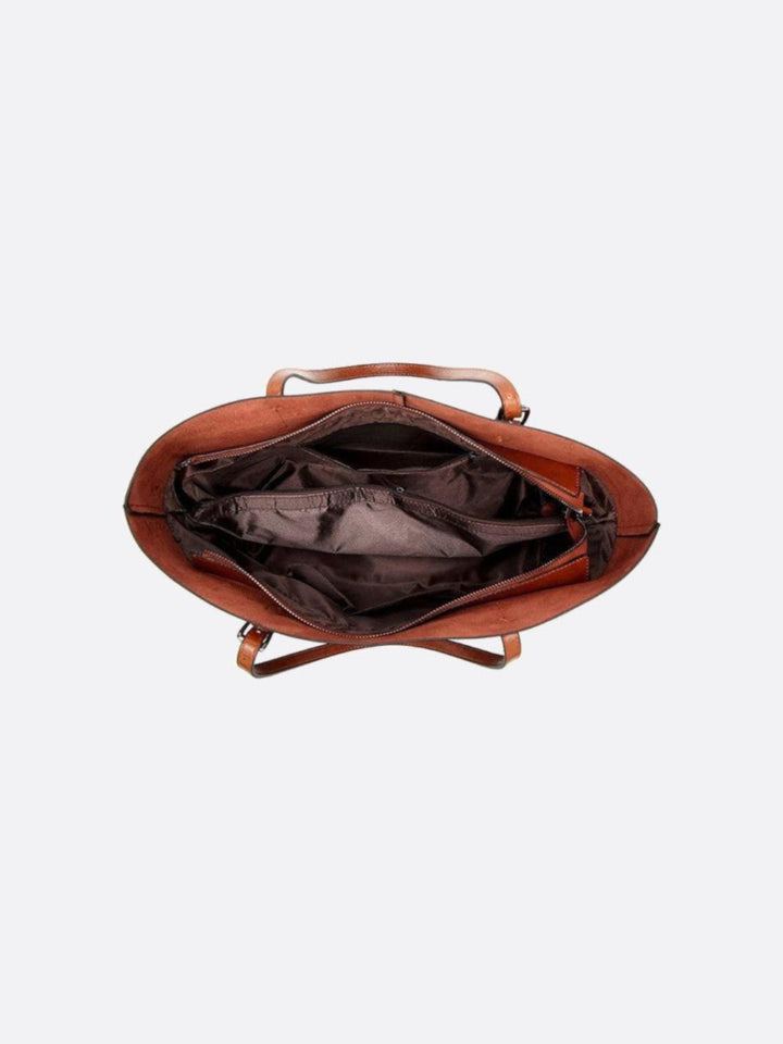 Camel leather tote bag<br>Novara