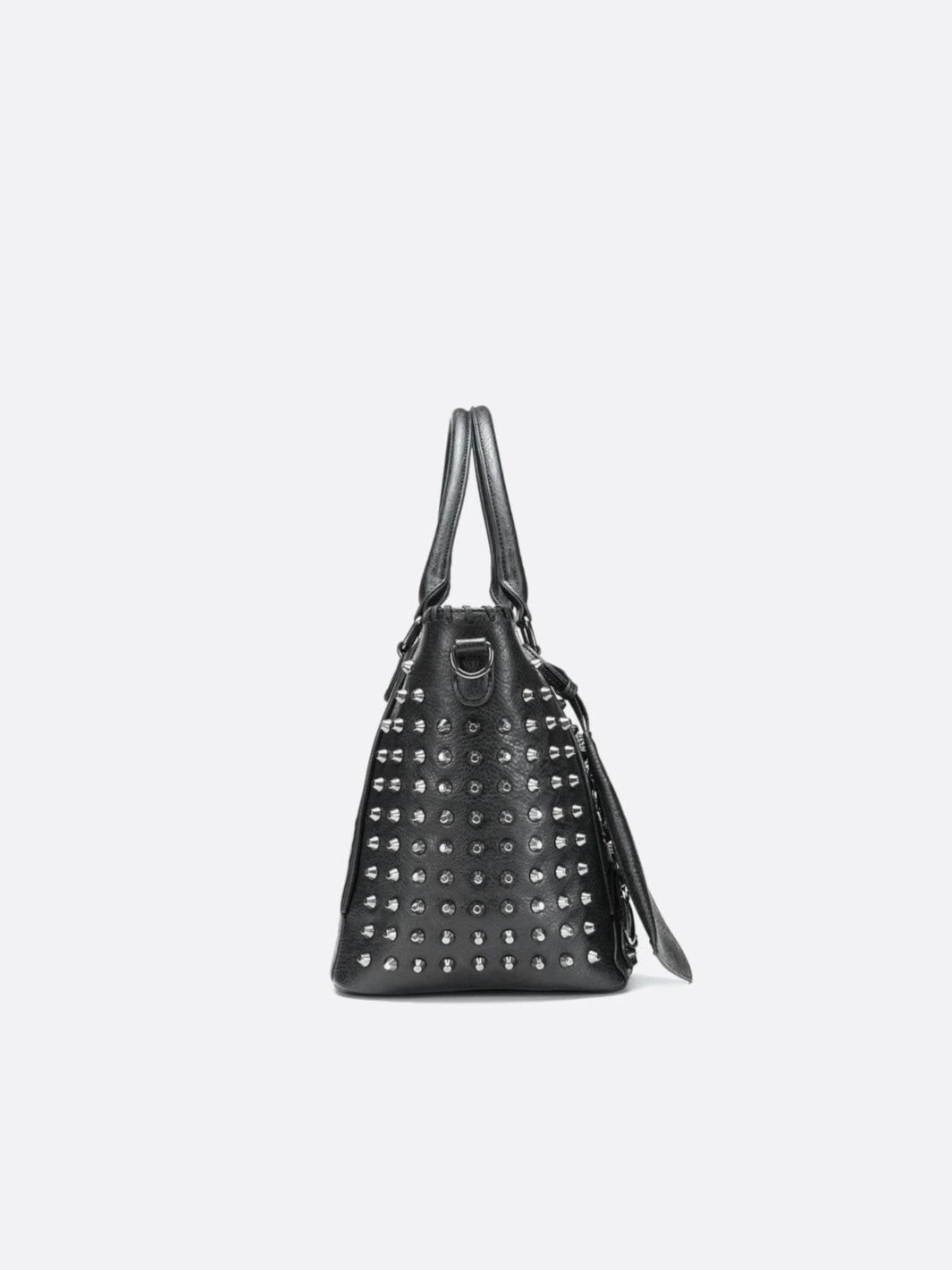 Black studded leather tote bag<br>Deymos