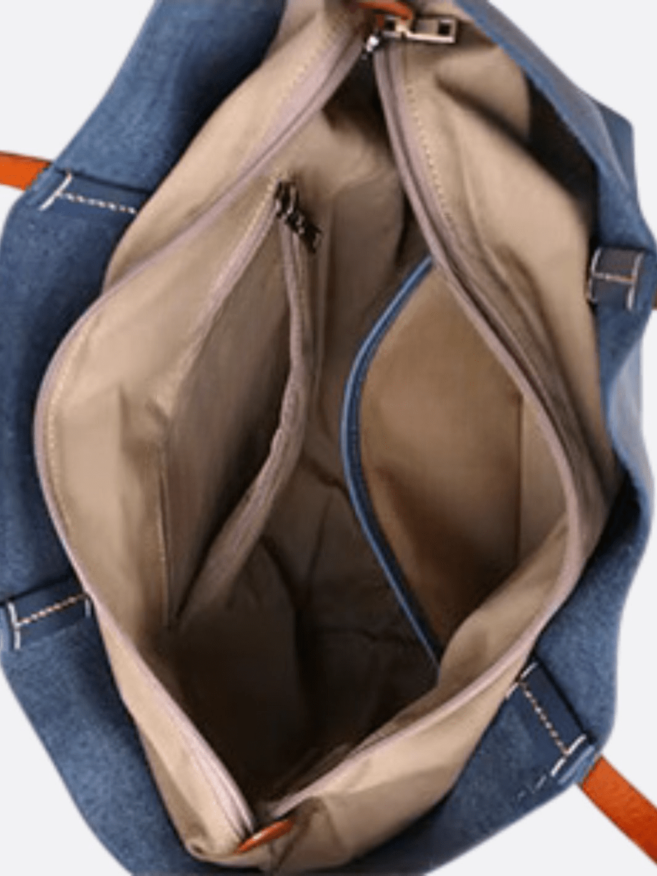 Navy blue leather tote bag<br> Pebble