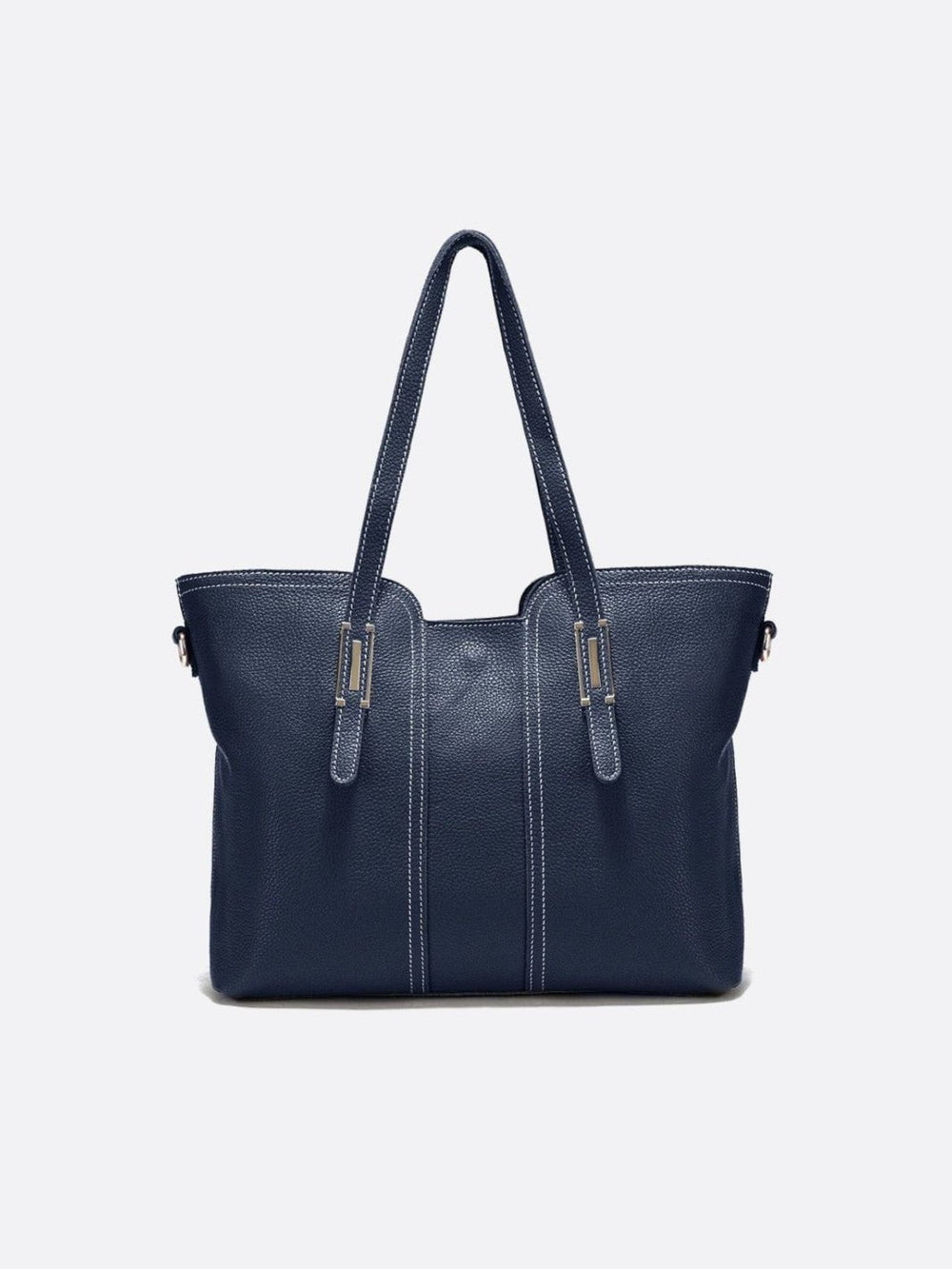 sac cabas cuir grainé bleu marine