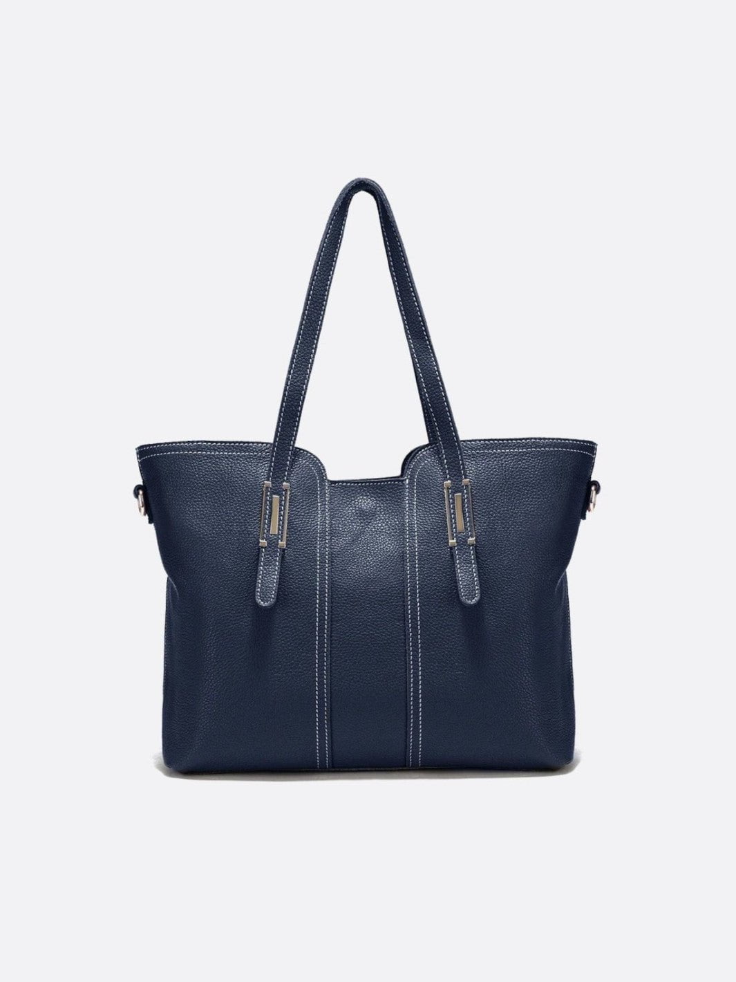 sac cabas cuir grainé bleu marine