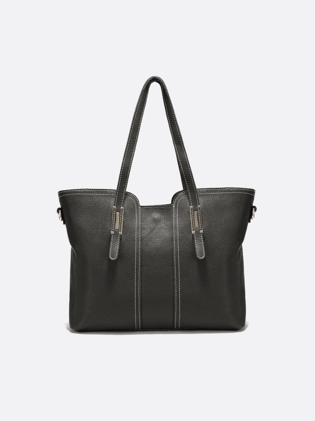 sac cabas cuir grainé noir