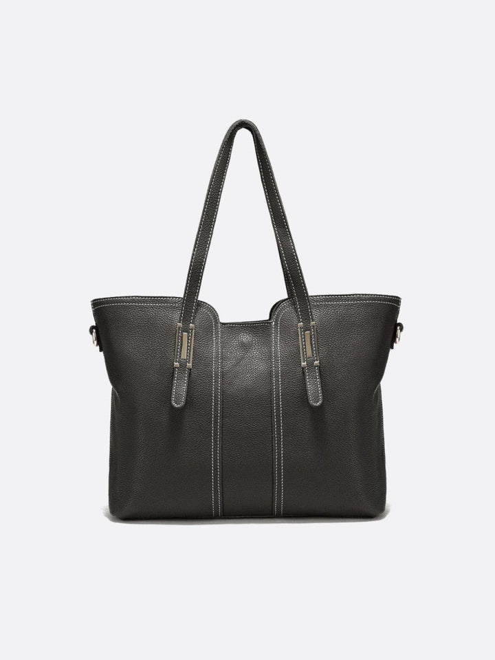 sac cabas cuir grainé noir