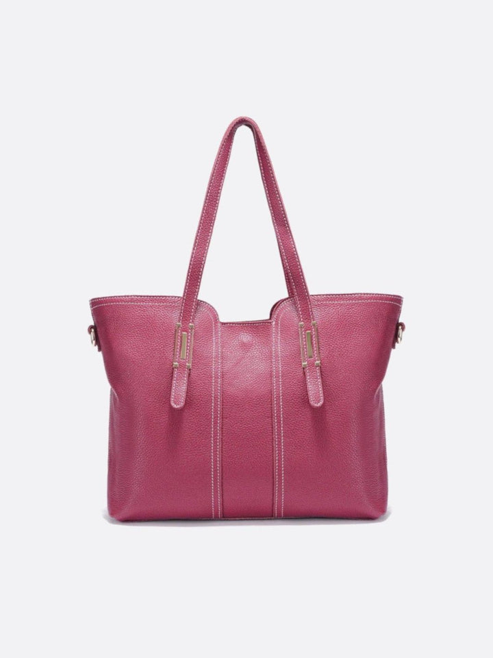 sac cabas cuir grainé rose