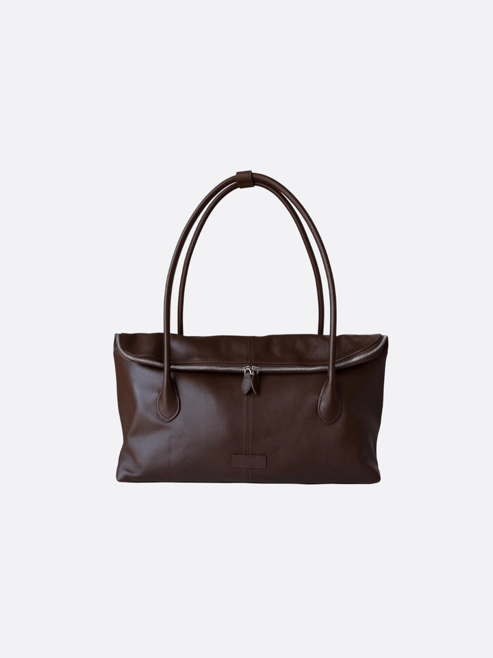 sac cabas rectangulaire cuir marron foncé