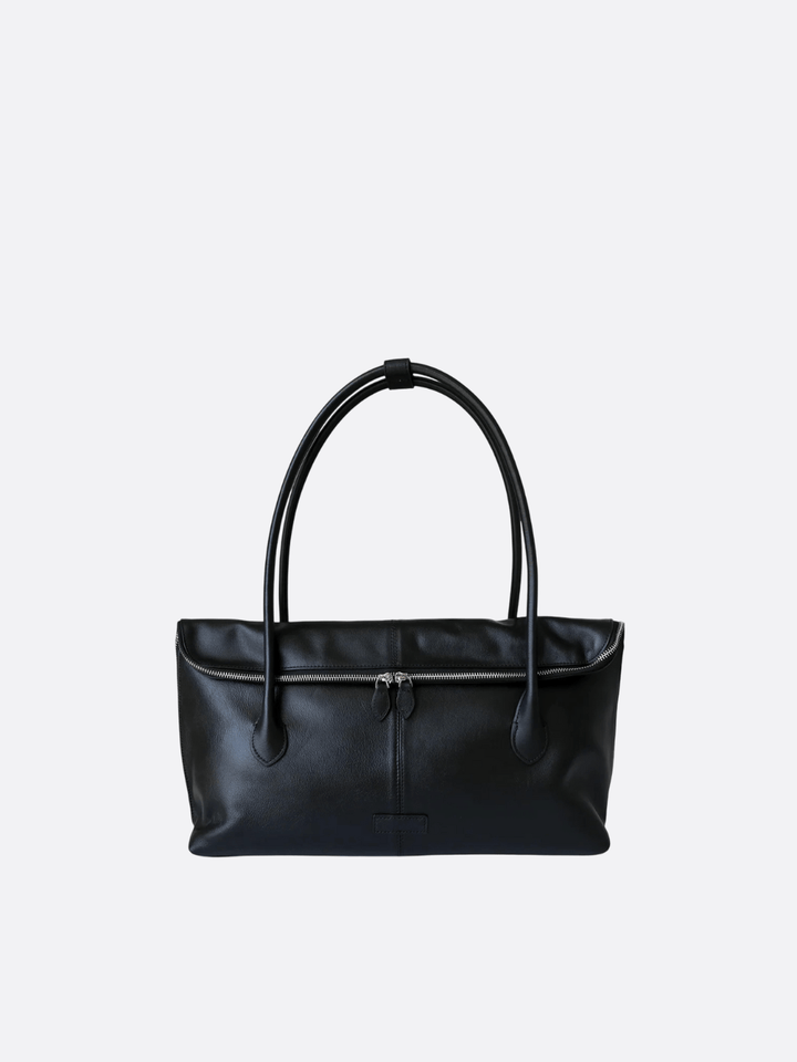 sac cabas rectangulaire cuir noir