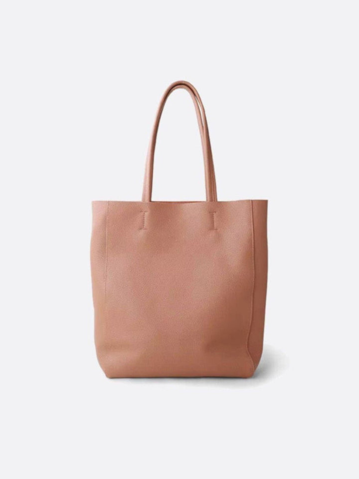 Sac cabas vertical cuir beige