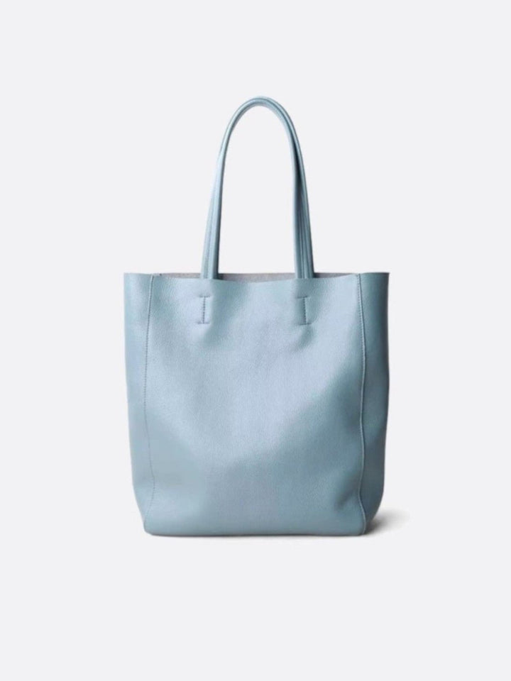 Sac cabas vertical cuir bleu ciel