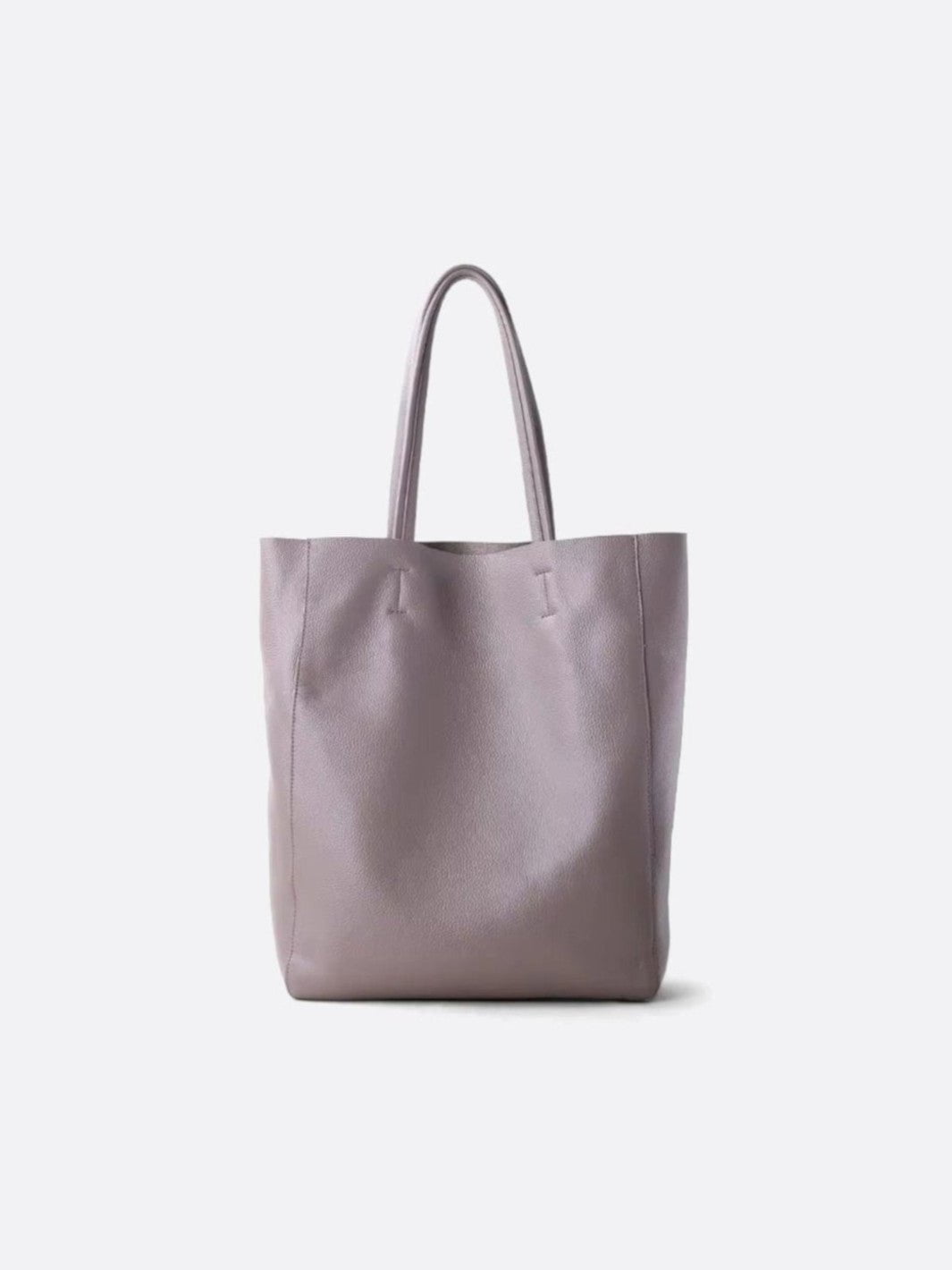 Sac cabas vertical cuir gris