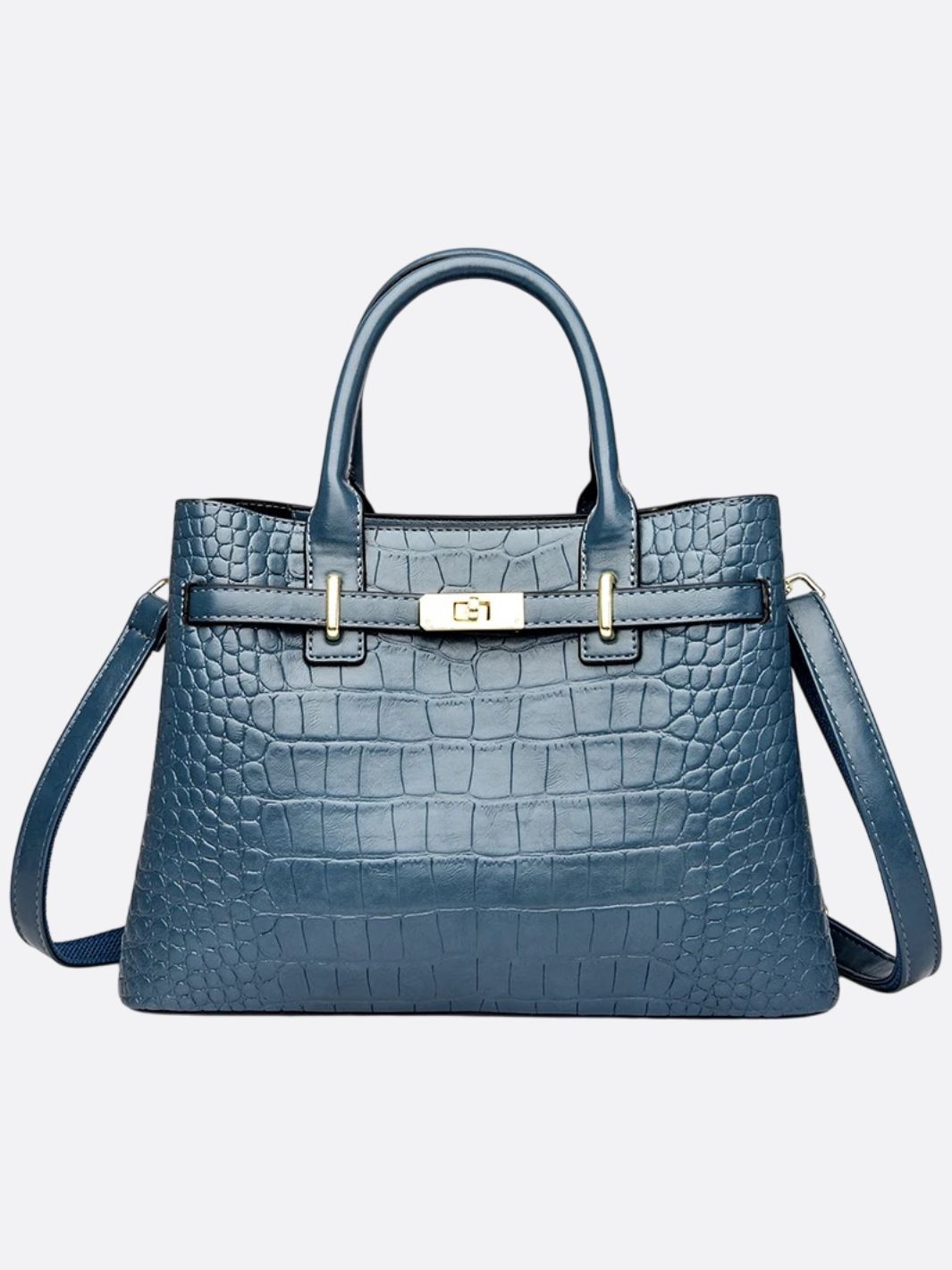 sac cuir croco bleu canard
