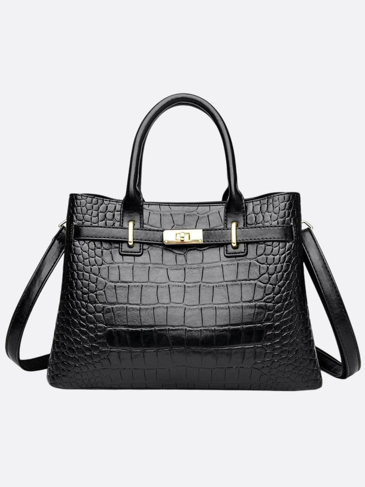 sac cuir croco noir