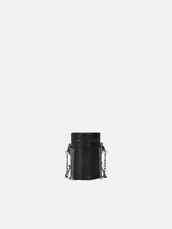 Black leather cylinder bag<br>Nevada