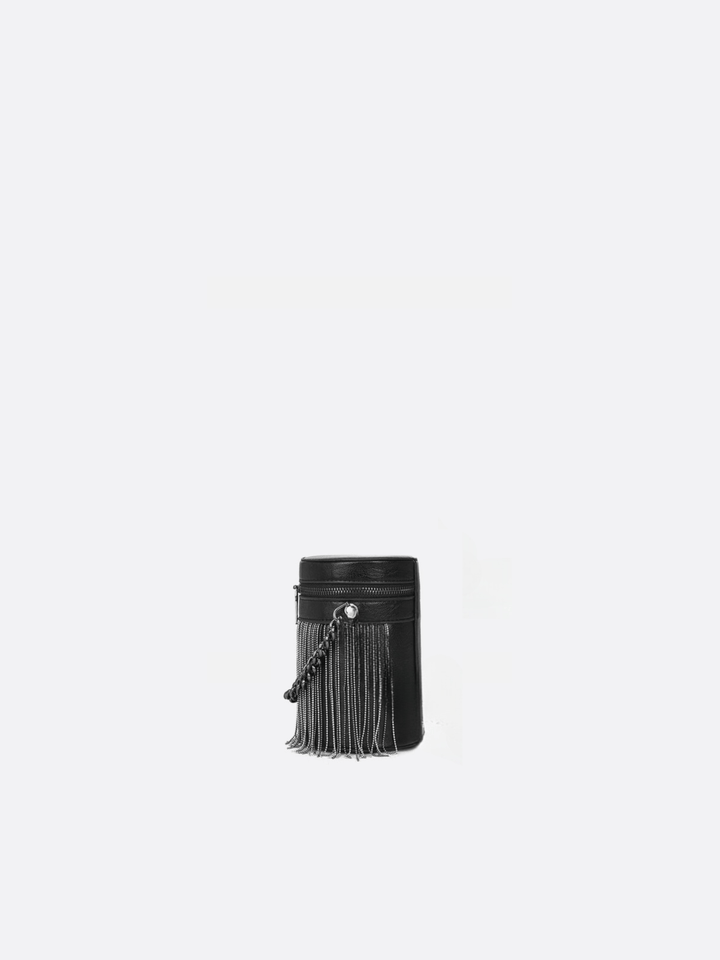 Black leather cylinder bag<br>Nevada