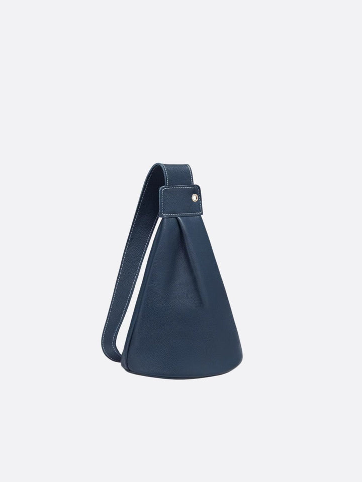 Sac cuir bandoulière large bleu marine