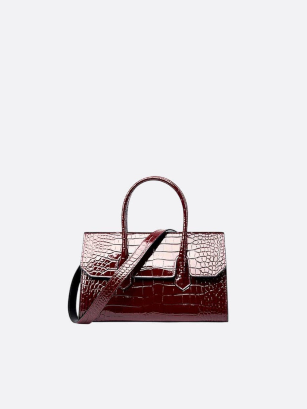 Sac cuir bordeaux effet croco